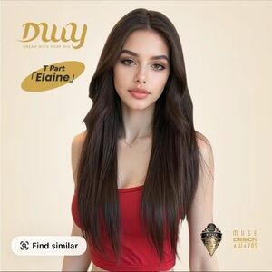 T Part Elaine Wig - Dark Brown 26 inches synthetic